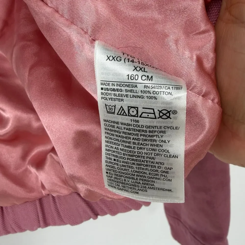 Gap Kids Pink Barn Jacket Corduroy Collar Full Zip NWT XXL 14/16